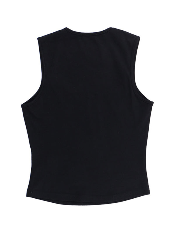 New style simple casual versatile vest with bow decorative top