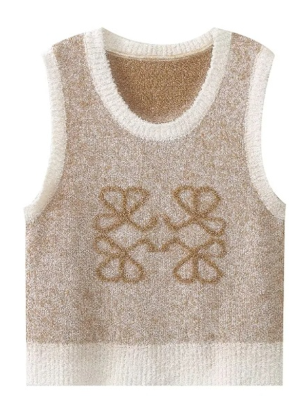 Fashionable and sexy sleeveless knitted embroidered woolen vest