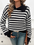 Women's Casual Loose Lapel Striped Long Sleeve Sweater (11477762277644)