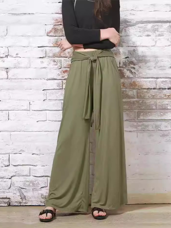 Solid color drapey wide-leg pants, casual and versatile, soft and comfortable yoga pants (11472577364236)