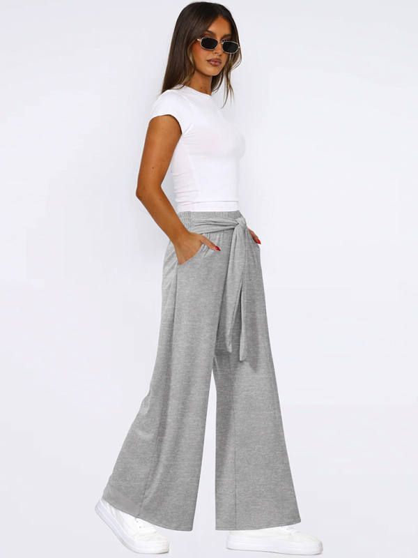 Solid color drapey wide-leg pants, casual and versatile, soft and comfortable yoga pants (11472577364236)