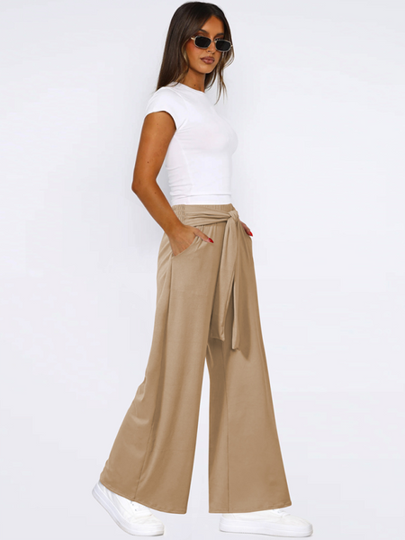 Solid color drapey wide-leg pants, casual and versatile, soft and comfortable yoga pants (11472577364236)