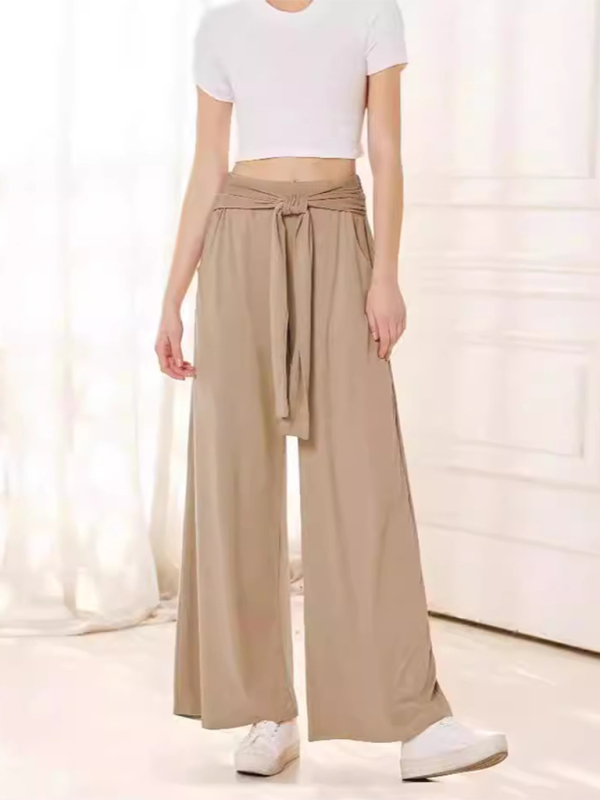 Solid color drapey wide-leg pants, casual and versatile, soft and comfortable yoga pants (11472577364236)