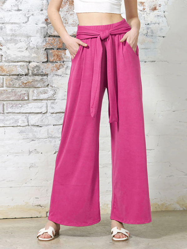 Solid color drapey wide-leg pants, casual and versatile, soft and comfortable yoga pants (11472577364236)