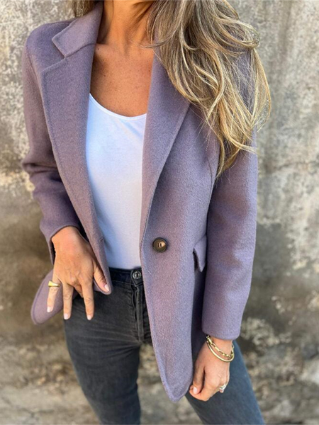 Casual Buttoned Solid Color Tweed Jacket (11477212922124)