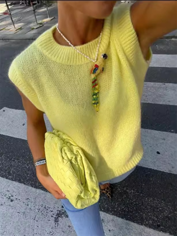 Yellow Knit Sweater Vest (11472172908812)