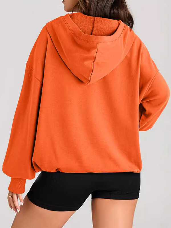 Women's Solid Color Long Sleeve Hooded Solid Color Zipper Plug Sweatshirt (11472173203724)