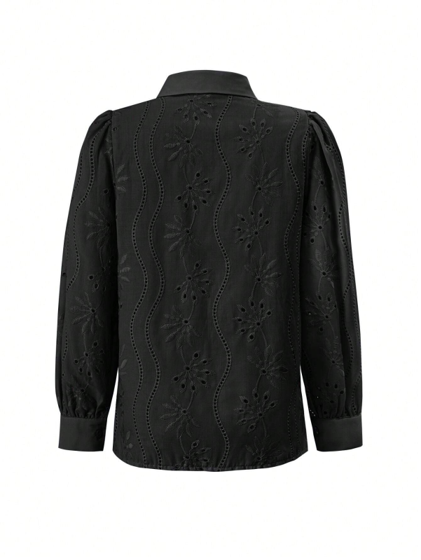 New Single Breasted Solid Color Embroidered Long Sleeve Lapel Shirt (11472173695244)