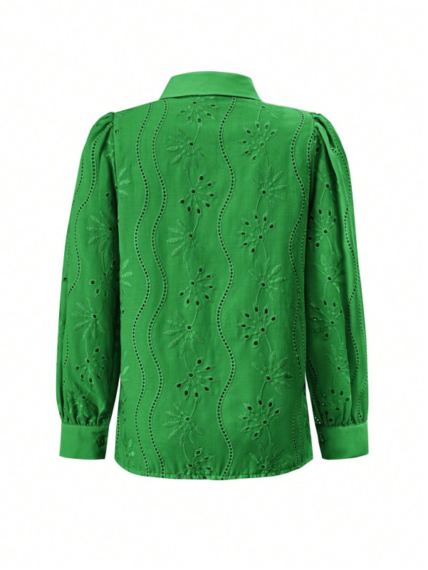 New Single Breasted Solid Color Embroidered Long Sleeve Lapel Shirt (11472173695244)