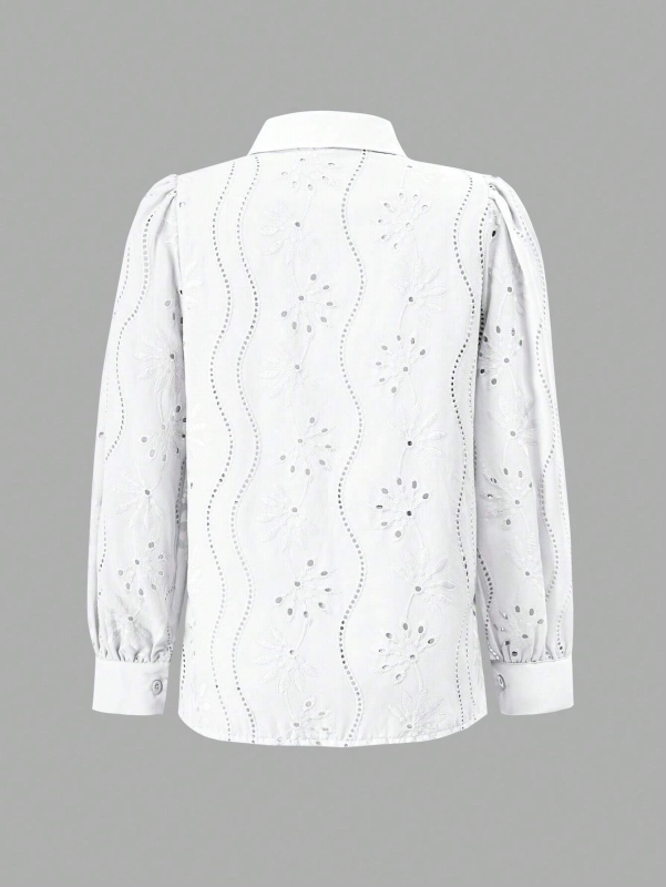 New Single Breasted Solid Color Embroidered Long Sleeve Lapel Shirt (11472173695244)