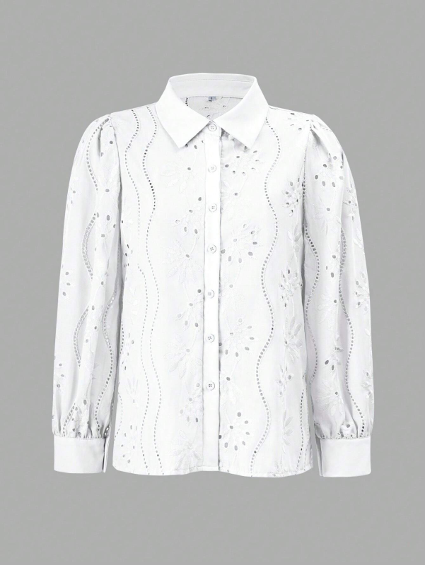 New Single Breasted Solid Color Embroidered Long Sleeve Lapel Shirt (11472173695244)