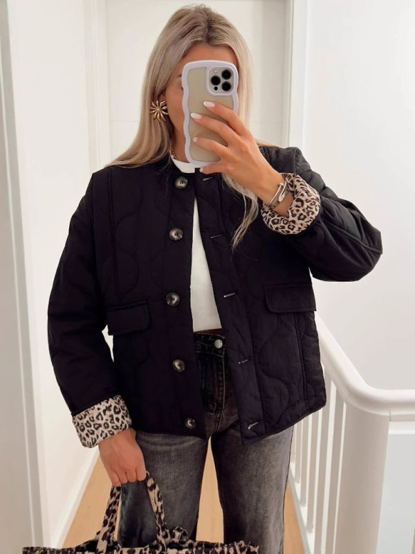 Women's Quilted Button Cotton Jacket Fashionable and Comfortable Retro Casual Outerwear Jacket (11477212037388)