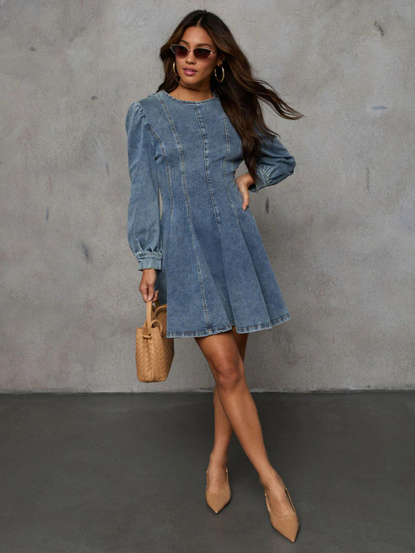 Denim Kleid mit Patchwork (11460427907340)