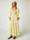 New casual embroidered square collar sunflower light yellow dress (11466942710028)