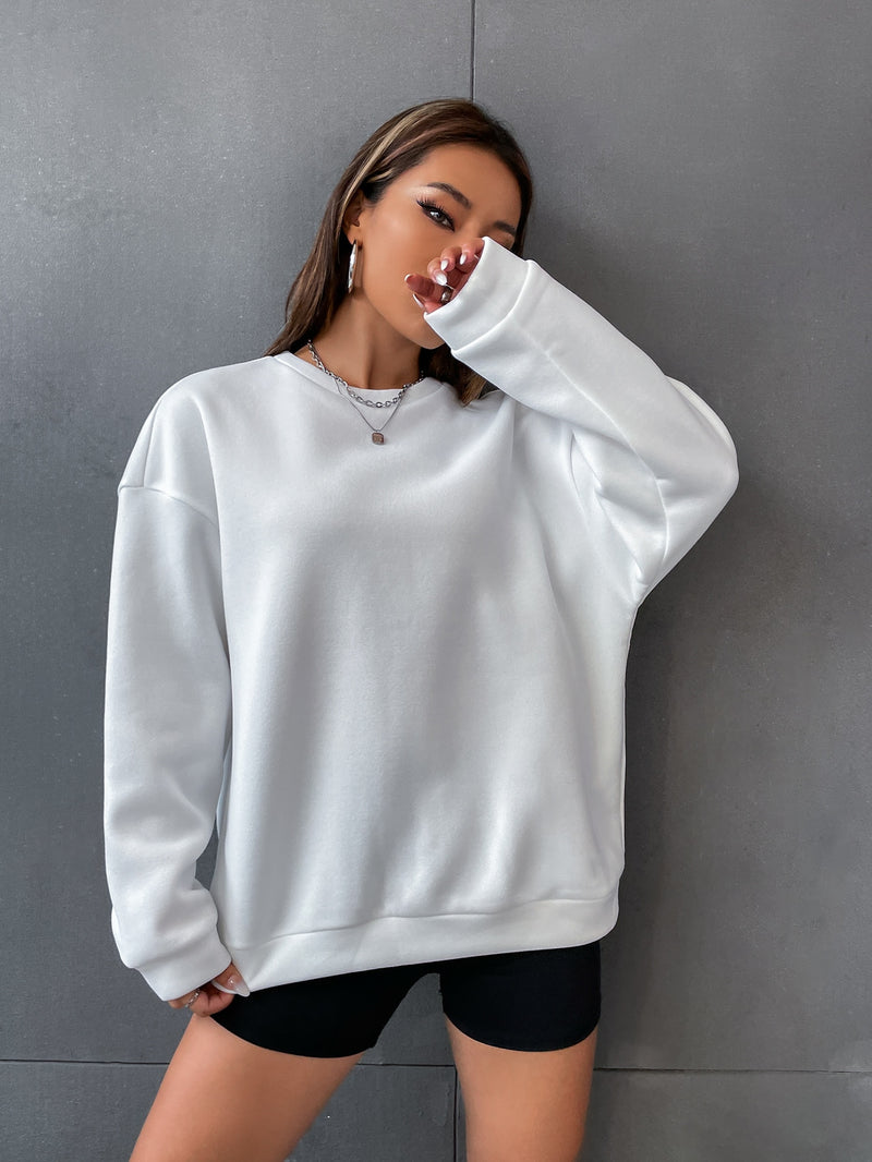 Sweatshirt mit Buchstaben & Hand Muster, Thermal Futter