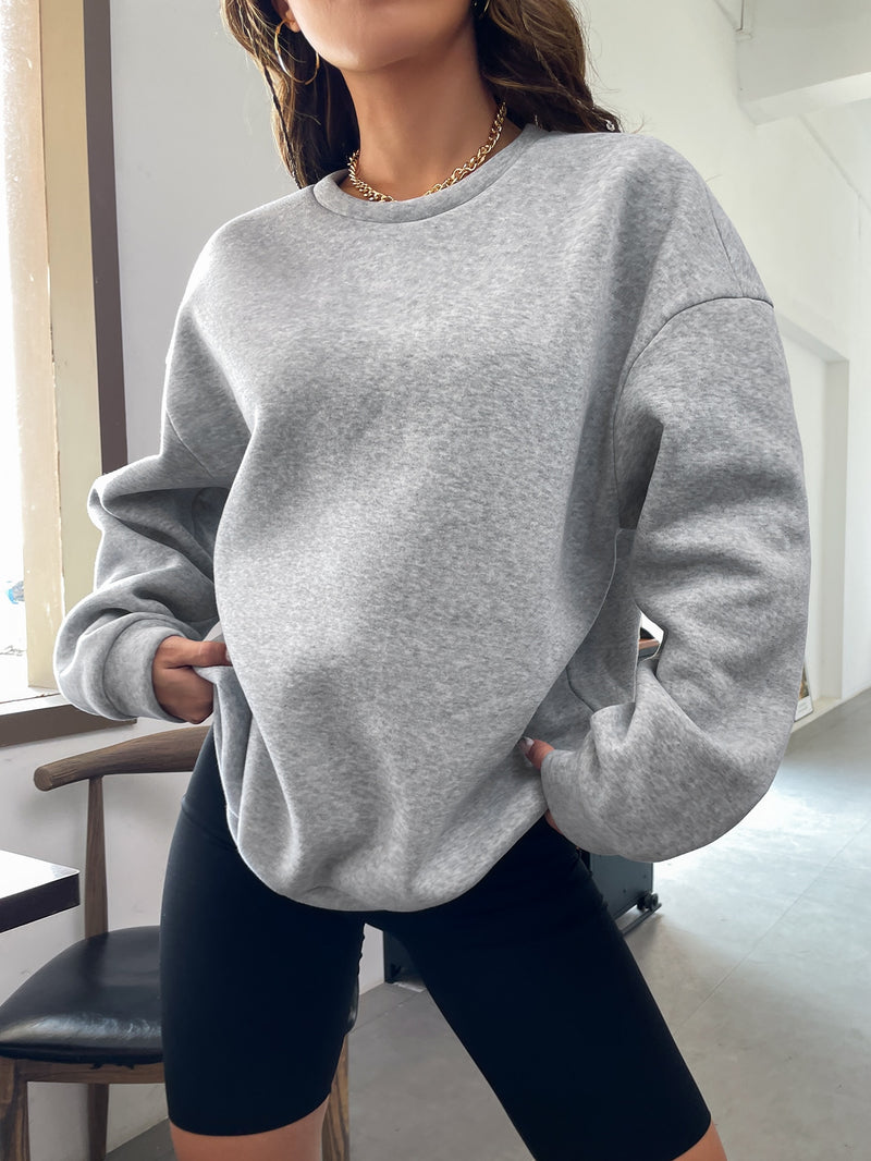 Sweatshirt mit Buchstaben & Hand Muster, Thermal Futter