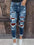Rip Distressed Lined Curvy Fit Skinny Jeans mit Karomuster