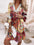 Bedrucktes Bohemian-Kleid mit V-Ausschnitt und Spitzeneinsätzen
