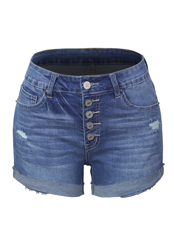 Zerrissene Stretch-Denim-Shorts