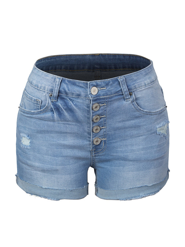 Zerrissene Stretch-Denim-Shorts