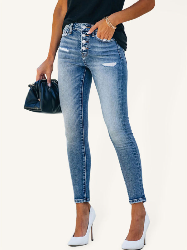 Denim Slim Ripped High Stretch