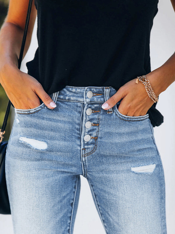 Denim Slim Ripped High Stretch