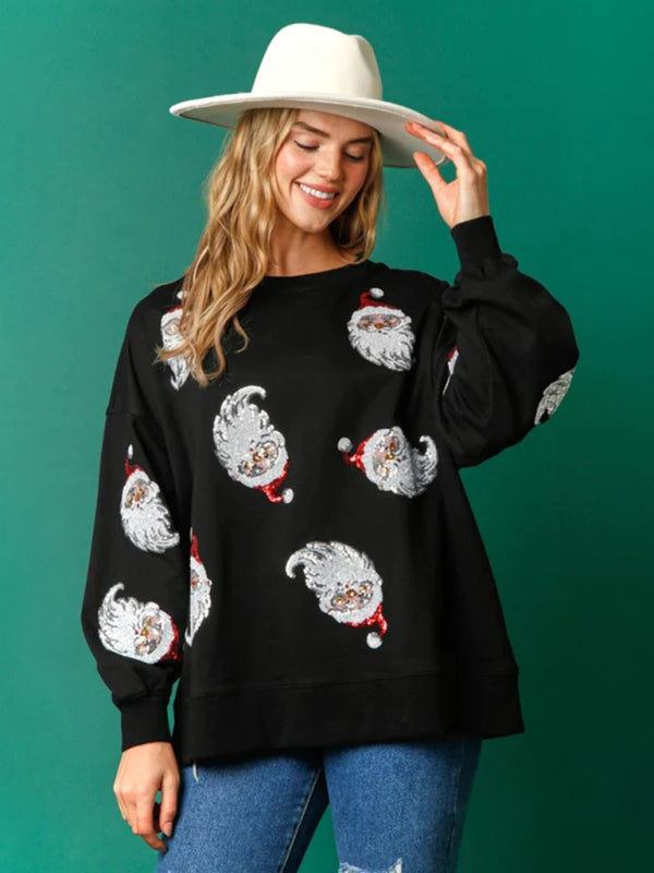 Weihnachtskleidung für Damen mit weihnachtlichem Pailletten-Sweatshirt